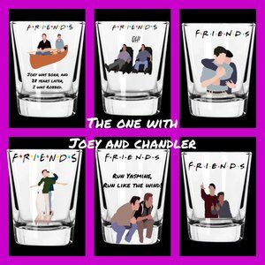 TV FRIENDS Shot Glass/Gift Box set of 6!